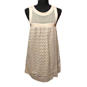 Super Cute Eyelet Bodice dress 90’s Suzanne Betro Large lt rose Nature